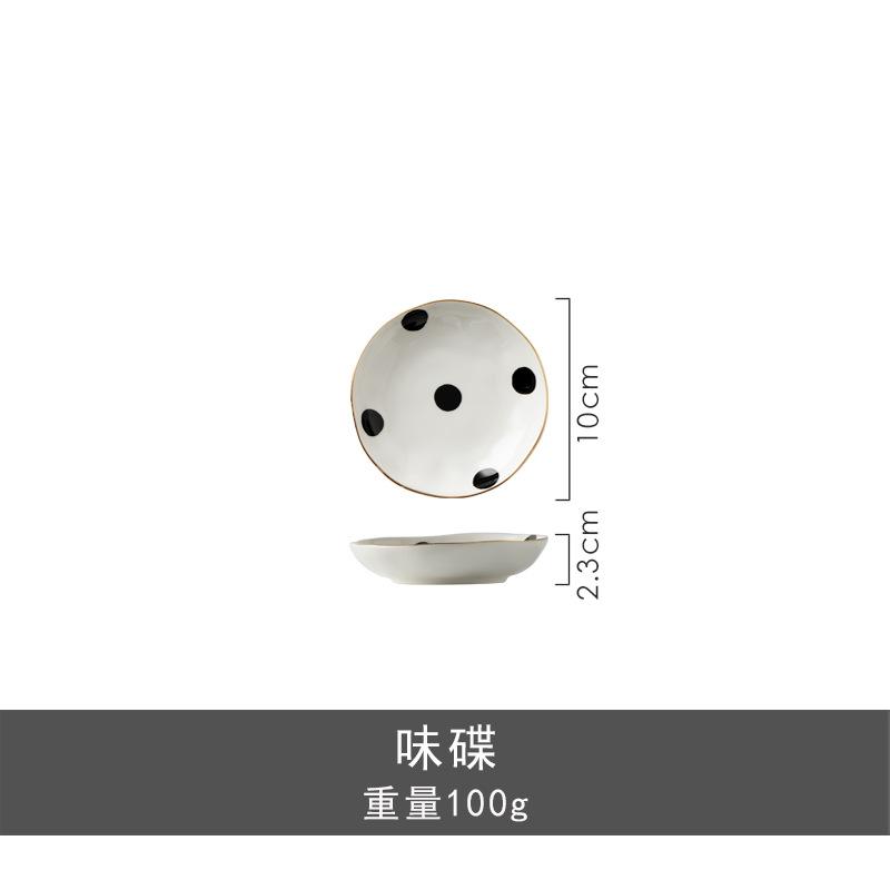 Gold Plated Polka Dot Ceramic Dishes Set Fine Steak Plate Salad Dessert Dishes Dinner Plate Cooking Utensils Kitchen Utensils