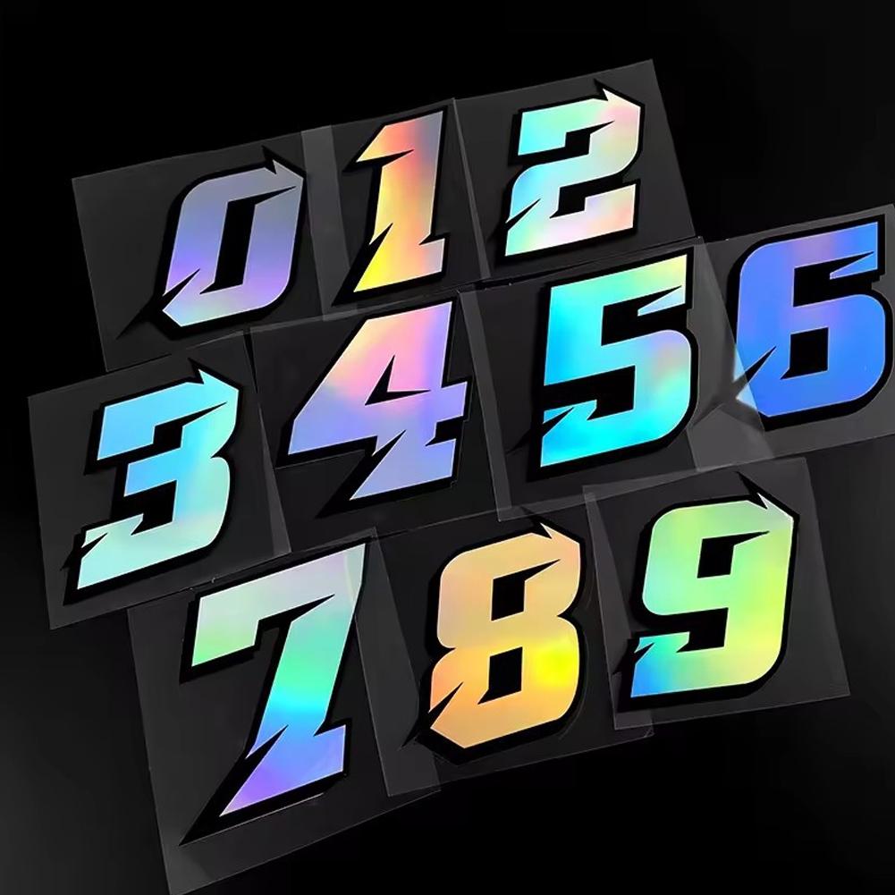 1 PZ Adesivi Moto Numero 0-9 Impermeabili Serbatoio Carburante Moto Scooter Elettrico Bicicletta Decorazione Vinile Durevole Decalcomanie Colorate