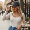 Sunset Pattern Embroidery Baseball Cap Washed Cotton Baseball Hats Retro Peaked Cap  For Man Women