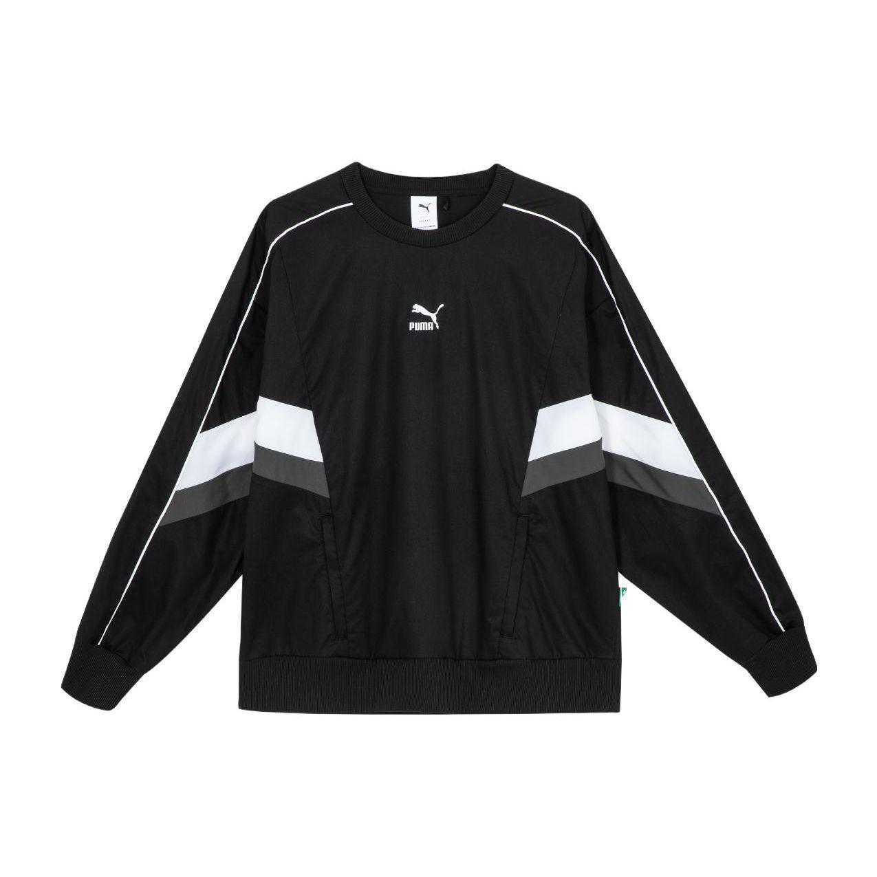 PUMA Archive Pack Unisex Color-Block Logo Embroidered Retro Sweatshirt Black L