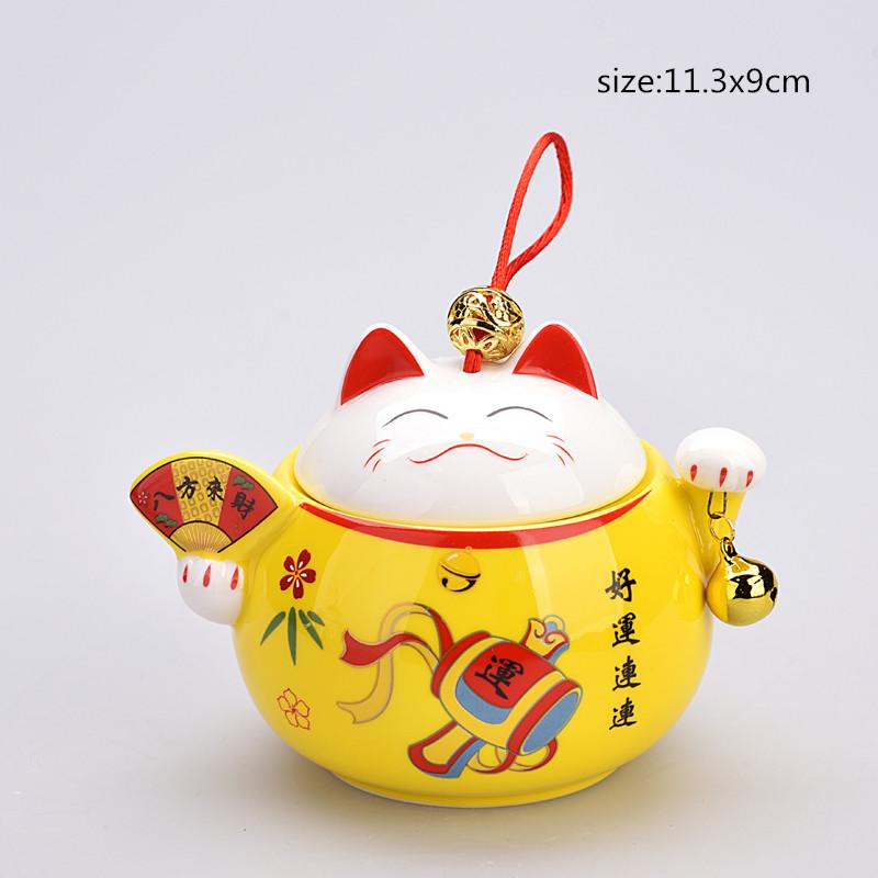 Lata de té de cerámica Lucky Cat Juego de té Juego de té Tarro de té Pu'er Mini lata de té sellada portátil Accesorios para el juego de té del hogar NLSLASI