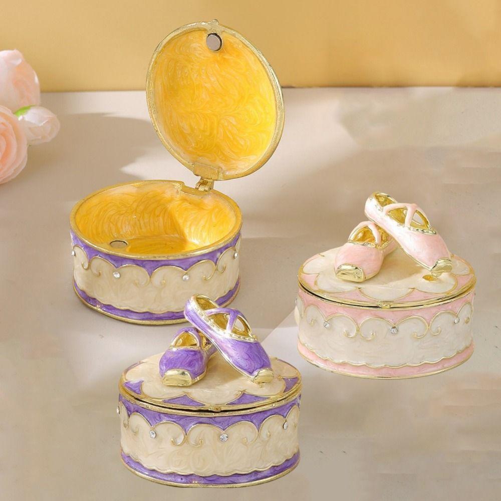 Hand-painted Jewelry Storage Box Zinc Zinc Alloy Small Box Practical Ballet Shoes Trinket Box  Ring Storage