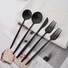 30 Teile/satz Geschirr Matte Schwarz Messer Salat Gabeln Dessert Löffel Besteck Set Edelstahl Besteck Familie Geschirr für Party