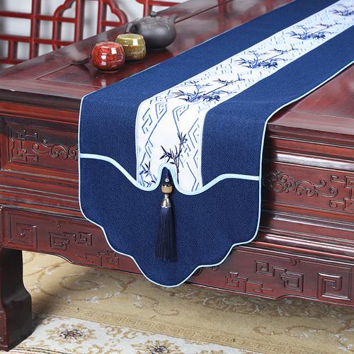 New Chinese Style Table Flag Modern Minimalist Zen Style Waterproof Tea Mat Long Tea Table Fabric Art Tablecloth