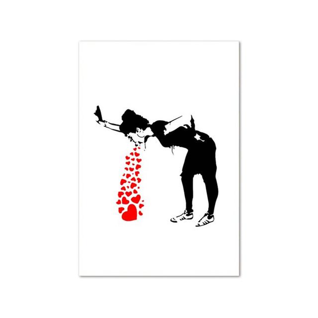 Banksy Graffiti Artwork Canvas Painting Girl With Red Balloon Poster Black White Abstract Wall Pictures for Nordic Home Decor
