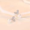 Cute Diamond-inlaid Pearls Love Earrings for Women with Fashionable, Simple and Versatile Students' Earrings Gift