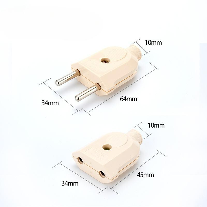 

2Pcs/set Eu European 2 Pin Ac Electric Power Male Plug Female Socket Outlet Adaptor 2pcs