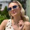 Trendy Cat Eye Frameless Sunglasses Women  Luxury Brand Y2K Punk Metal Cateye Sunglass Vintage Rimless Eyewear For Ladies