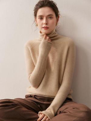 2025 Herbst/Winter Damen Verdickter Kaschmir Rollkragenpullover mit Lockeren Raglanärmeln