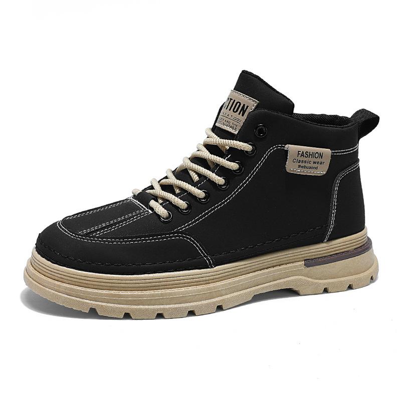 Men's Shoes 2025 Spring New High Top Shoes Men's Trendy Versatile Anti Slip Leather Casual Work Shoes
