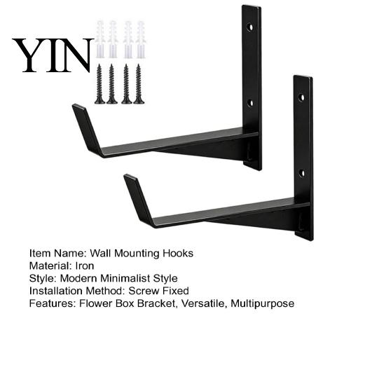Heavy Load Plant Container Hangers 2PCS Flower Box Brackets, Wall Mounting Planter Reinforced Versatile Storage Hooks for Home Thick Iron Structure