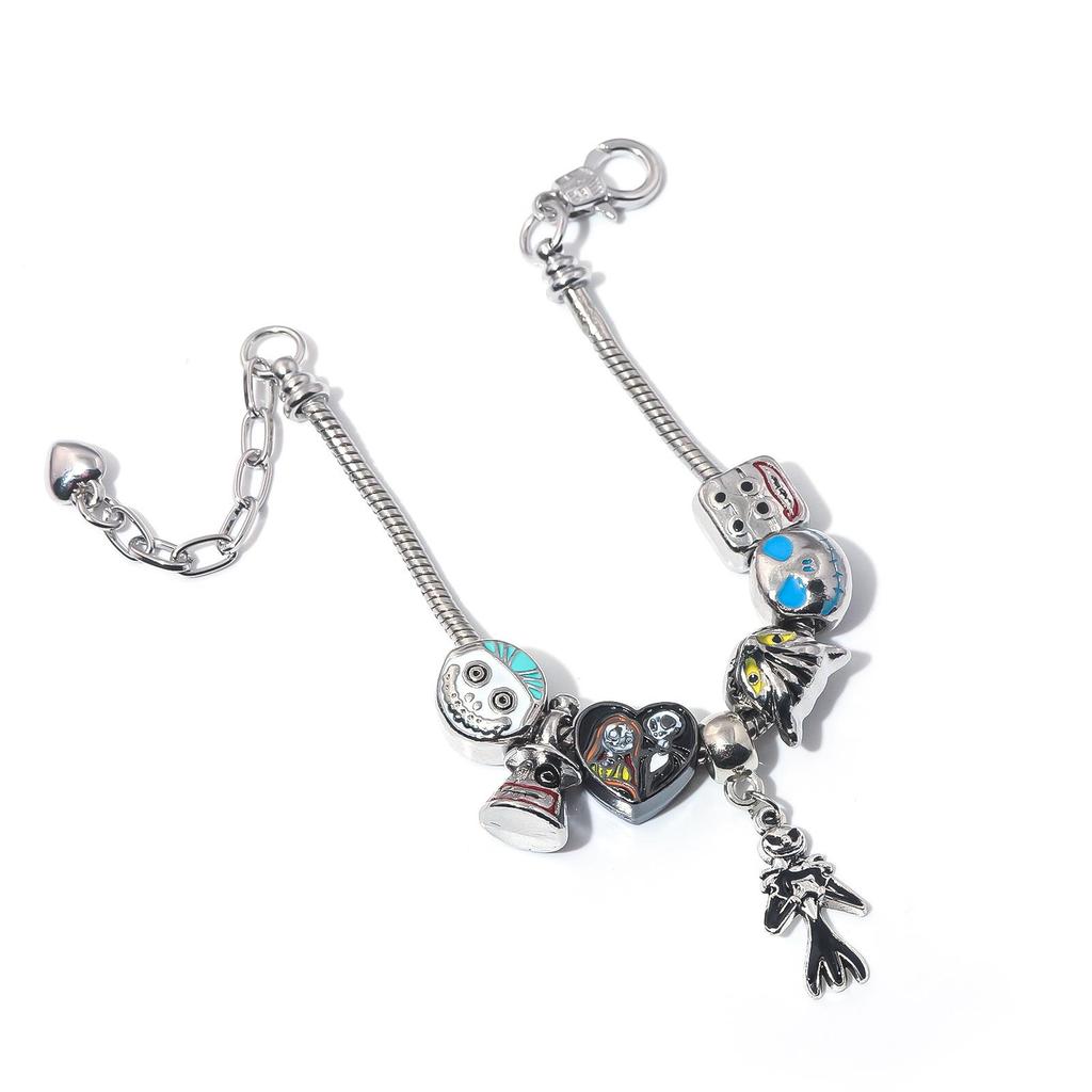 Pulseira Abóbora Pesadelo Antes do Natal com Berloques Jack & Sally