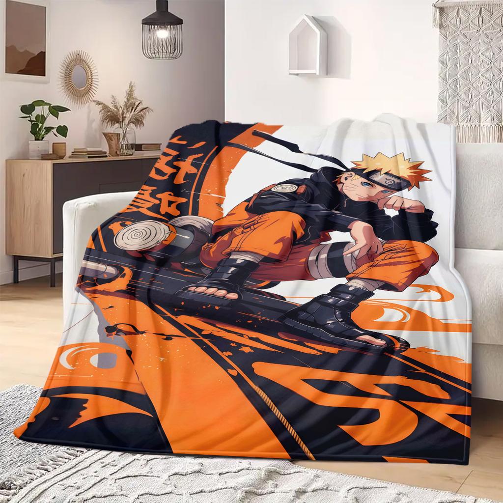 Naruto Cartoon Flannel Blanket Vibrant Printed Pattern Fit For Bedroom Sofa Bed Chair Travel Picnic -HE20