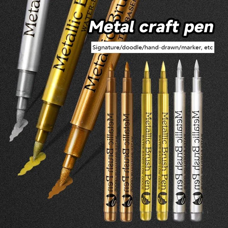 1/3 Stück Pinsel Metallische Marker Stifte Gold Silber Kupfer Permanent Kunst Farbe Marker Stift für Bastelarbeiten Scrapbooking Stoff Kunstbedarf