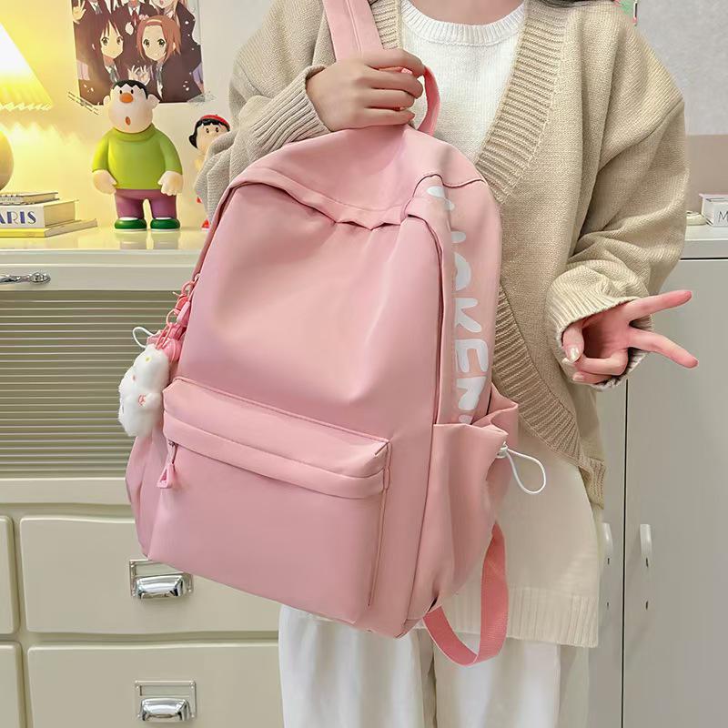 Damen Rucksack mit Buchstabenaufdruck, große Kapazität, neue Mode - Einfarbige Reise-Schultertasche für die Mittelschule