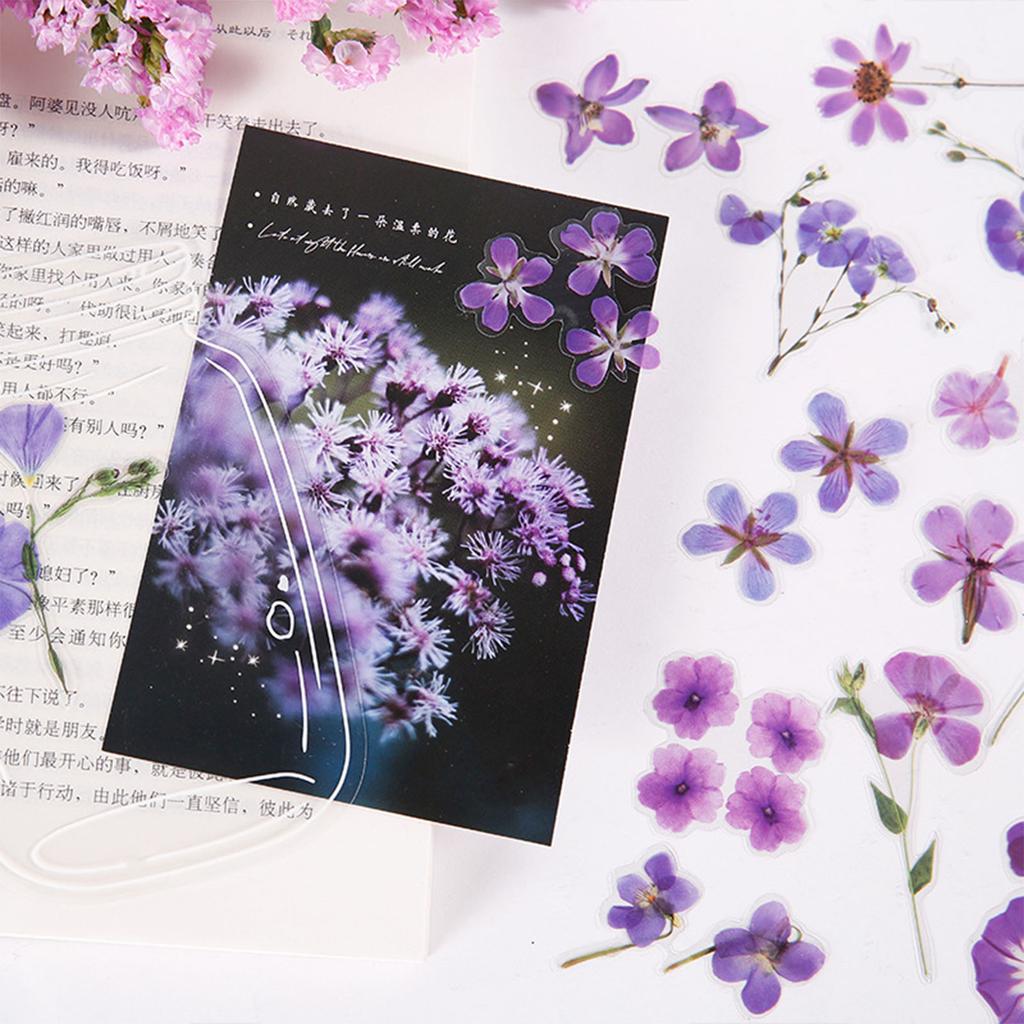 40Pcs Flower Decals Easily Peel Off Durable Waterproof PET Multi Purpose PET Plants Stickers for Scrapbook DIY Craft