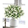 Artificial Flowers for Outdoors, 12 Bundles Fake White Flowers for Outdoor Planters, Faux Plants with Silk Flowers for Porch Decor Garden Patio Home