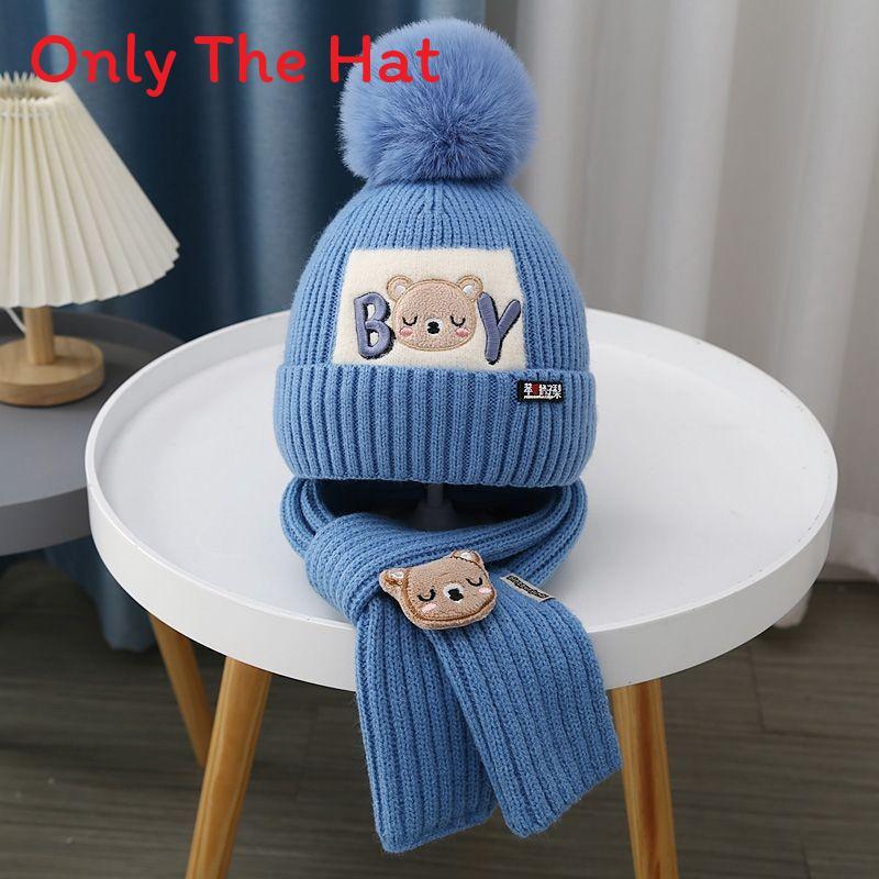 

Childrens Knitted Hat And Scarf Set With Windproof Warmth For Winter Play синий
