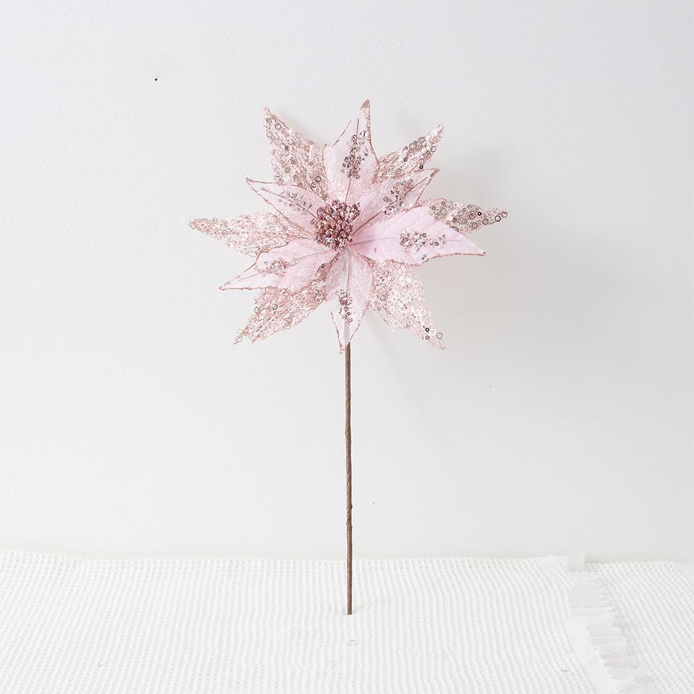 Simulated Xmas Tree Flower Large Glitter Artificial Christmas Flower  Wedding Decoration