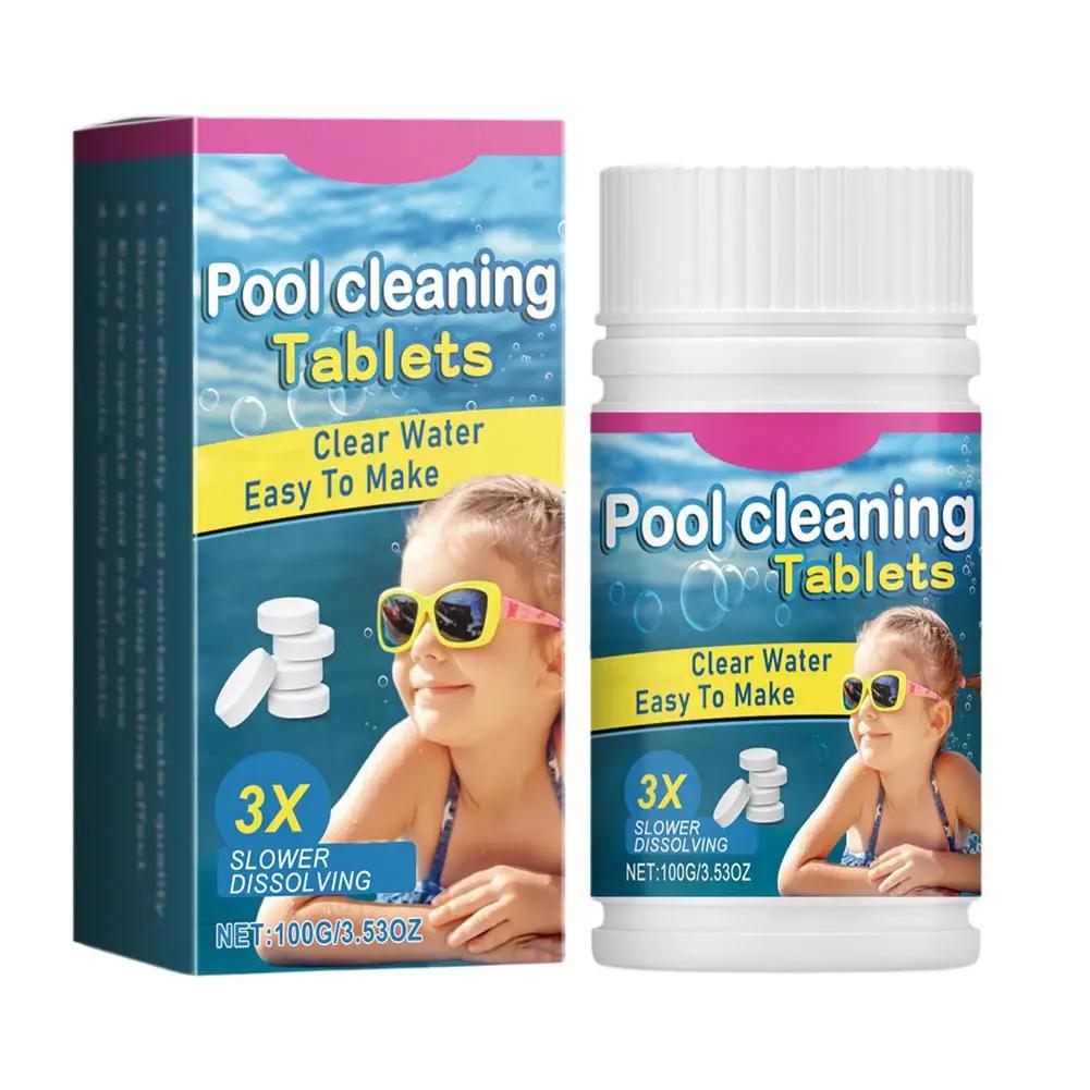 100G Swimming Pool Cleaning Tablets Pool Clear Water Clarifier Tablets Algae Control Stain Removal Cleaner For Spas Ponds H B1S2