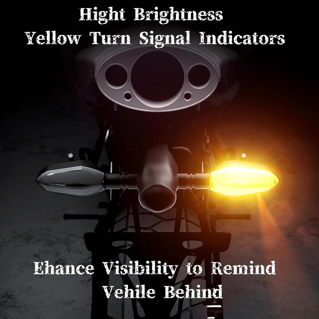 2PCS Led Motorcycle Turn Signals Projector Blinkers, Motorcycle Front Rear Turn Signals with Projection Arrow, 3 Wire Turn Signal Lights for