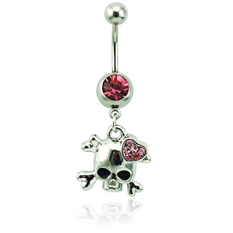 Accessori Grunge Anelli Ombelico Teschio Charms Punk Scheletro di Cristallo Piercing Corpo Zircone Goth Moda Coreana Zircone