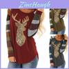 Festive Womens Christmas Tops With Sparkling Sequin Reindeer Long Sleeve Design