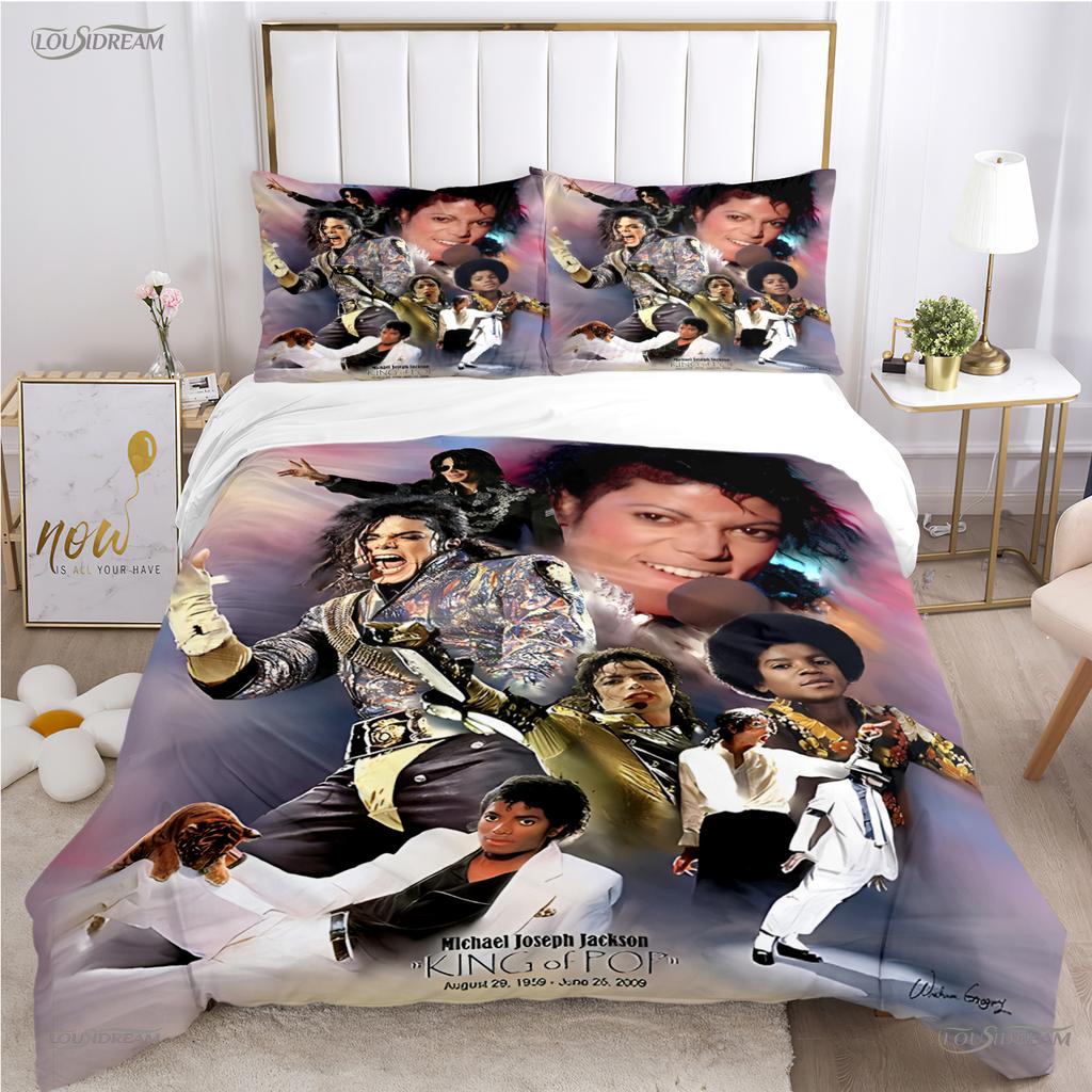 Michael Jackson Casal Ganzjahres-Bettwäscheset mit weichem Bettbezug und Kissenbezügen, erhältlich für Jungen in den Größen Einzel-/Doppel-/Queen-/Kingsize.