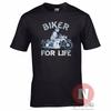 Biker Pour La Vie T-Shirt Skeleton Bikers Moto Moto-Cycle Biking Vie
