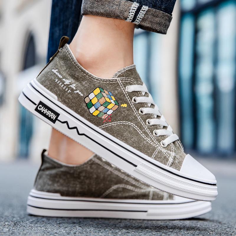 

2025 осень новые мужские парусиновые туфли в гонконгском стиле, кеды, универсальная студенческая обувь, повседневная мужская обувь, модная тканевая обувь 44