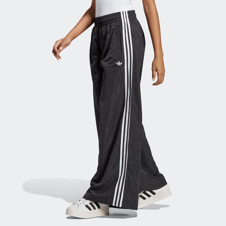adidas Originals Logo Print Straight Leg High Waist Vintage Loose Casual Pants Women Pants Black IP7137