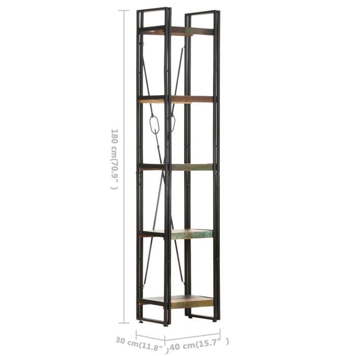 VidaXL Bibliothèque 5 niveaux 40x30x180 cm Bois de récupération massif