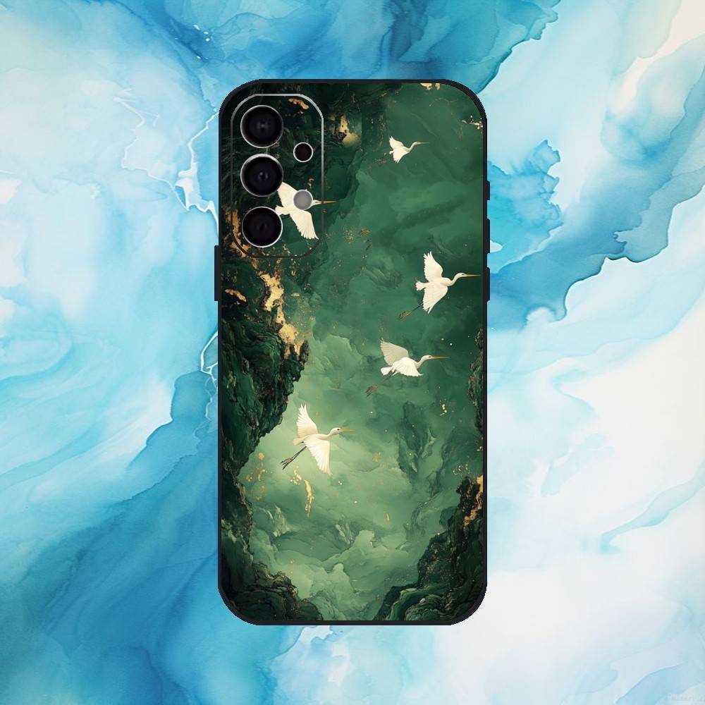 Lucky Crane Phone Case For Samsung Galaxy A73,A72,A71,A70,A53,A52,A51,Soft Silicone Black Cover