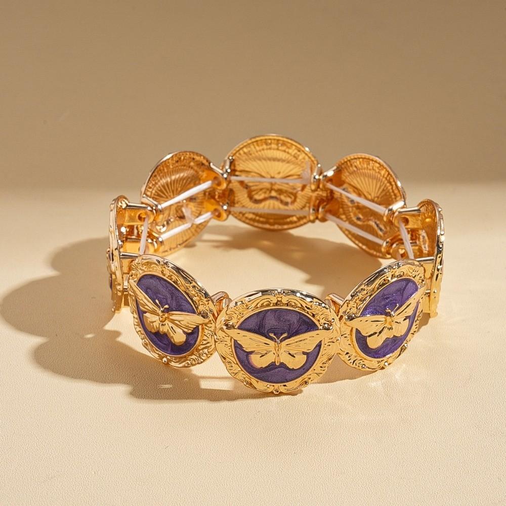 Imitation Pearl Wide Metal Bangles Luxury Jewelry Geometry Hand Ring Retro Drip Oil Bracelet  Lady