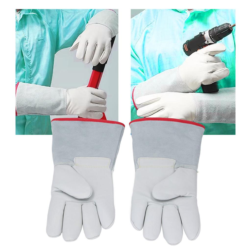 1 Pair 36cm Antifreeze Gloves Thickened Cowhide Low Temperature Protective Gloves for Liquid Nitroge