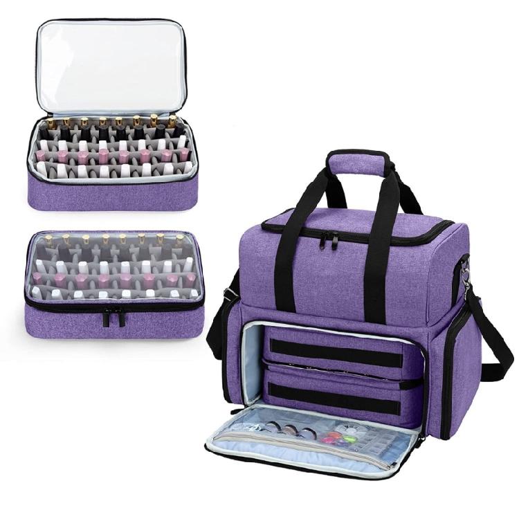 Nails Polish Organizers Bag with Double Compartments for Bottles Nails Dryer Space and Manicure Accessories Carry Case
