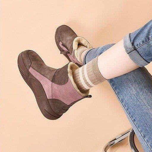 New Martin Boots Women's Soft Leather Snow Boots Women's Cotton Boots Flat-heeled Short Boots Cotton Shoes Soft-soled Women's Shoes Leather Boots