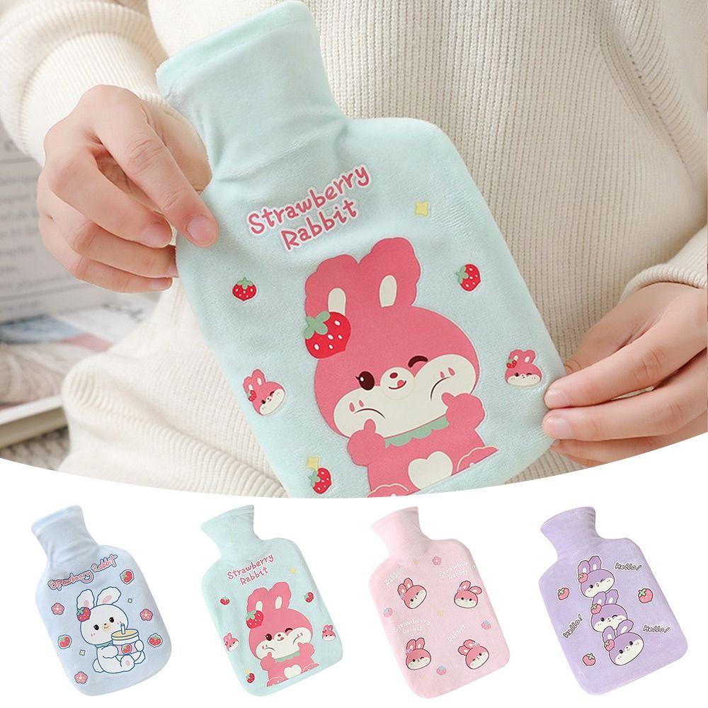 1000ML Plush Hot Water Bag Cartoon Rabbit Reusable Hand Warmer Comfortable Coldproof Hot Water Bottle Children Girls