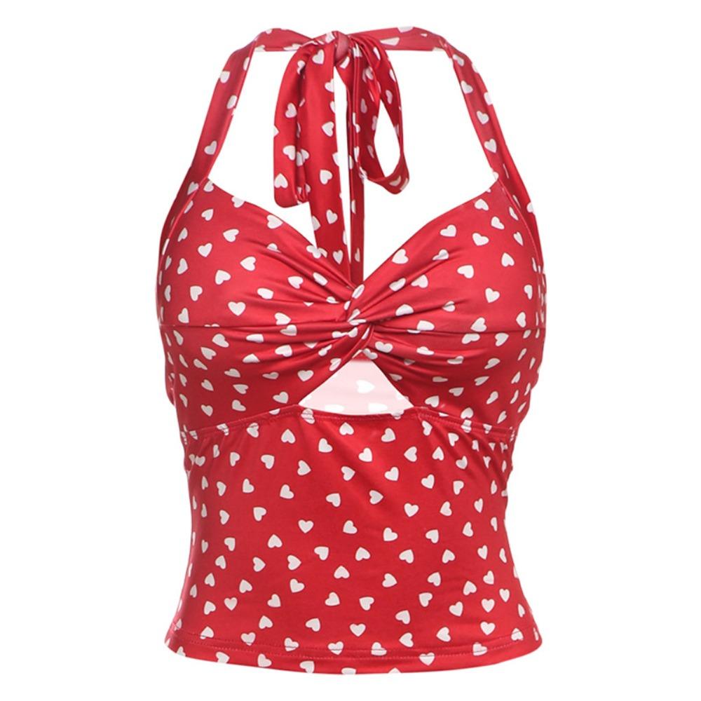 Dot Sleeveless Crop Top Korean Style Women Camisole Ins Fashion Halter Vest Top Summer