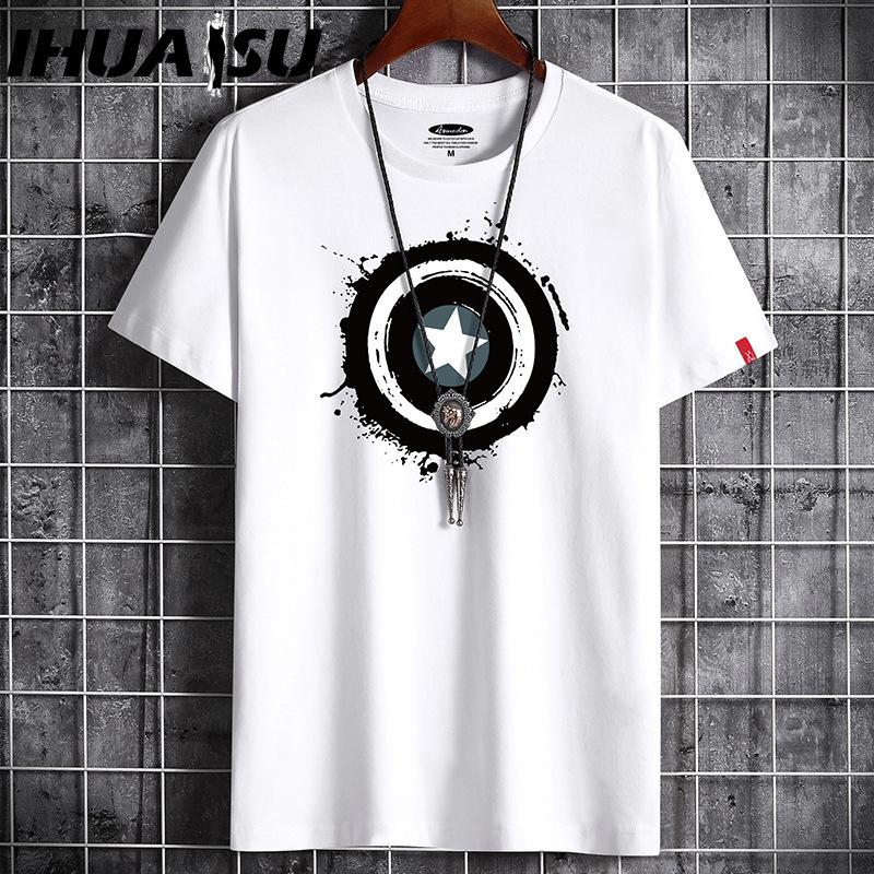 Футболка с коротким рукавом IHUASU из хлопка, мужская модная свободная рубашка с коротким рукавом, напечатанная сострадательная рубашка S белый