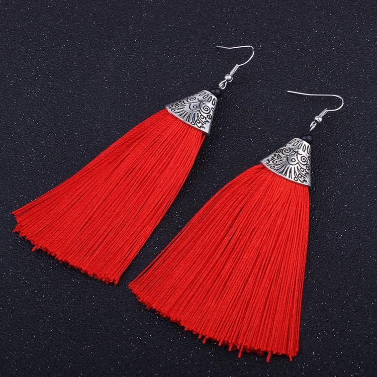 Bohemian Long Red Necklace Set, Ethnic Performance Earrings, Yunnan Seaside Travel Accessories Women