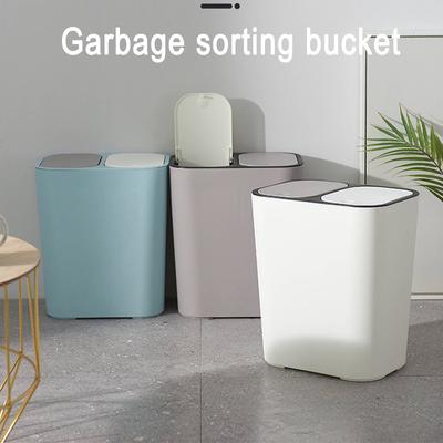 Çöp Kovası Dikdörtgen Plastik Basmalı Çift Bölmeli 12 litre Geri Dönüşüm Atık Kutusu Çöp Kovası dropshipping