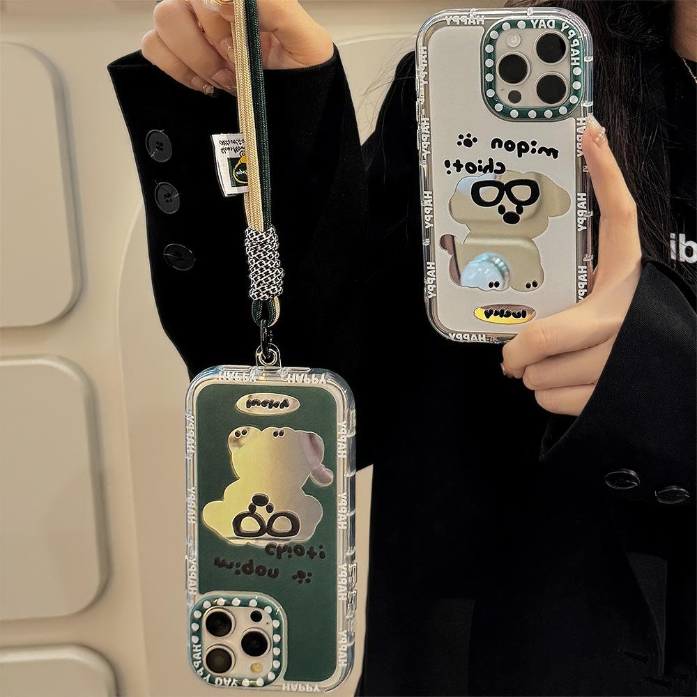 Couple Trendy Dog Mirror Is Suitable for IPhone 16, IPhone 15 Phone Cases 14 ProMax11 Bracelets 12