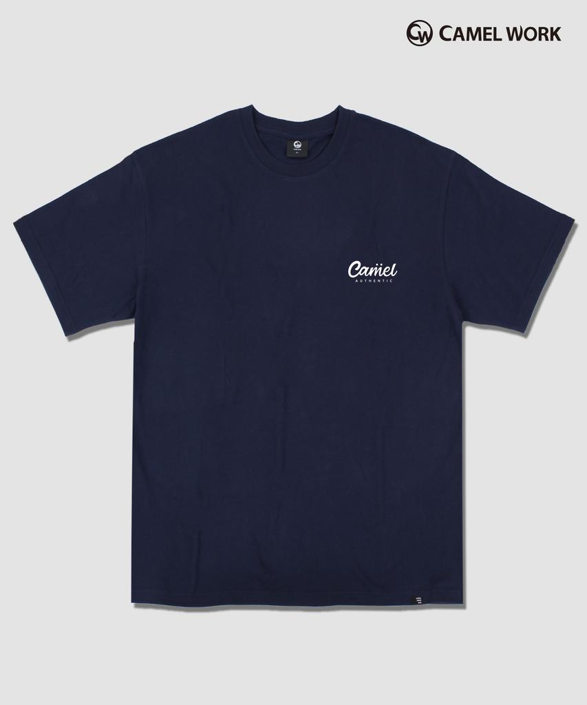 CAMEL WORK Authentic Logo Short Sleeve T-Shirt (Navy)