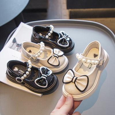 Girls' Black Leather Shoes, British Style White Leather Shoes, Mary Jane Princess Performance Shoes, New Spring and Autumn Super Soft Baby Shoes