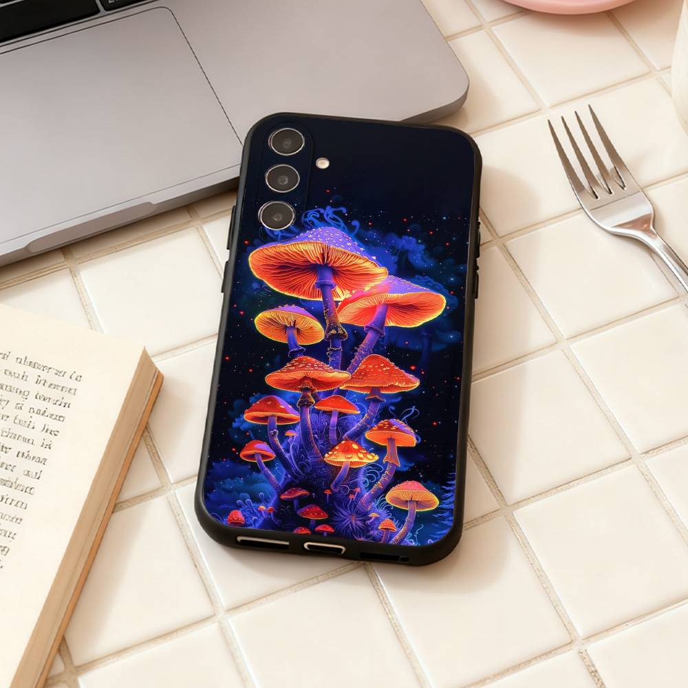 Trippy Psychedelic Mushrooms phone Case For Samsung Galaxy A73,A72,A71,A70,A53,A52,A51,Others Soft Black Shell