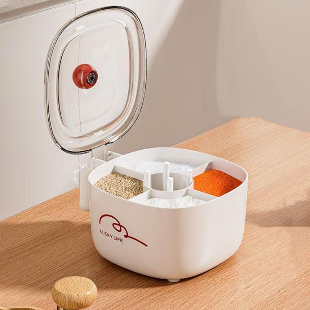 Plastic 4 in 1 Seasoning Box Sealed Spice Jar Multifunctional Salt Seasoning Box  for Sugar Salt