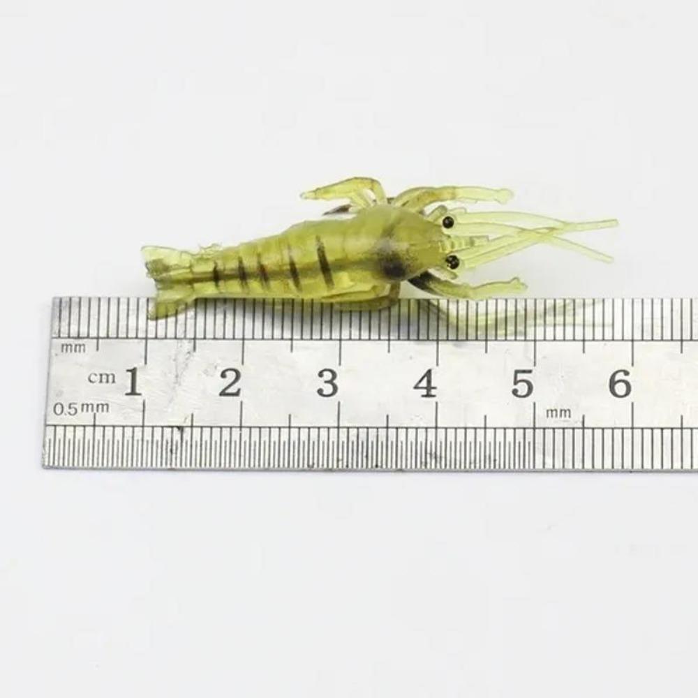1PACK Soft Simulation Fishhook Shrimp Prawn Lure Hook Tackle Bait Fishing Lures Artificialbait Luminous Shrimp 4cm