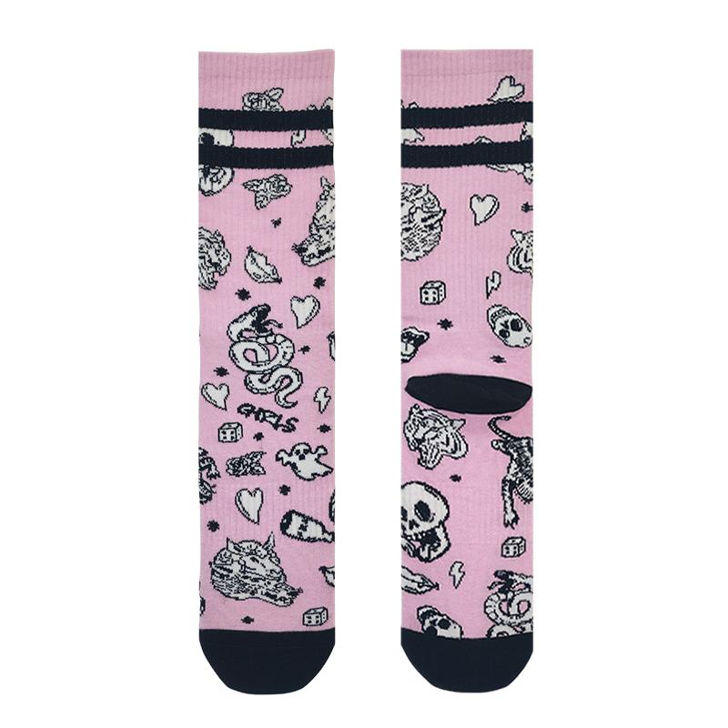 6 Styles Gothic Retro Skull Punk Skeleton Crew Socks Unisex Harajuku Elastic Cotton Women Men Stocking Skateboard Long Socks