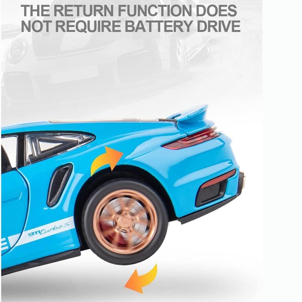 1:24 Scale 911 Turbos Metal Sports Car Alloy Model Car Diecast & Toy Car Simulation Sound and Light Collection Children's Gift